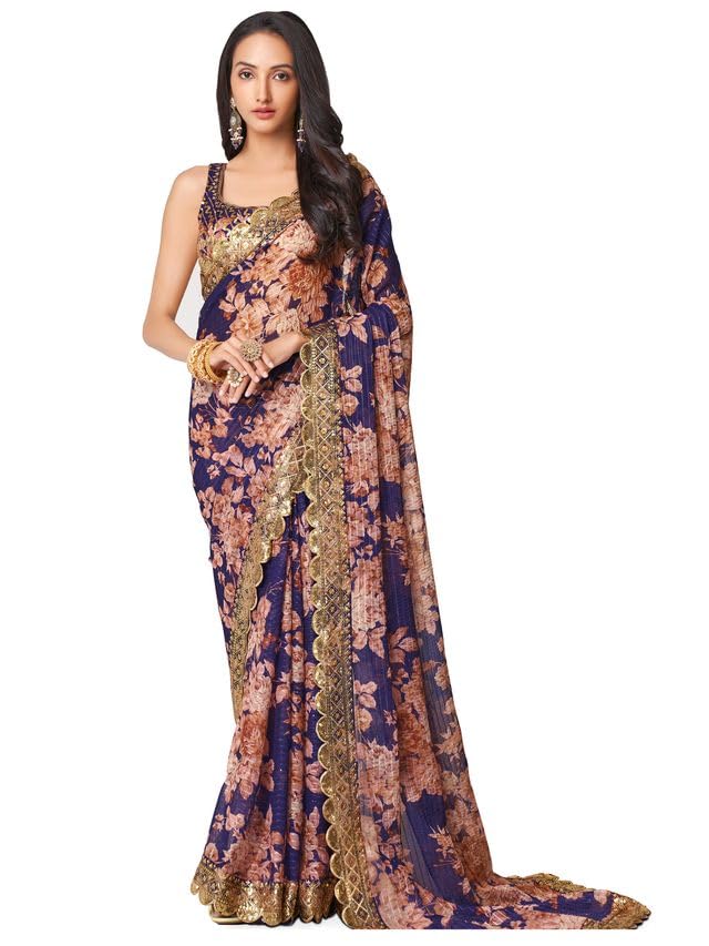 Bollywood Saree Party Wear Pakistani Designer Sari Wedding, Saree for Sanna Stone Work Saree Sari