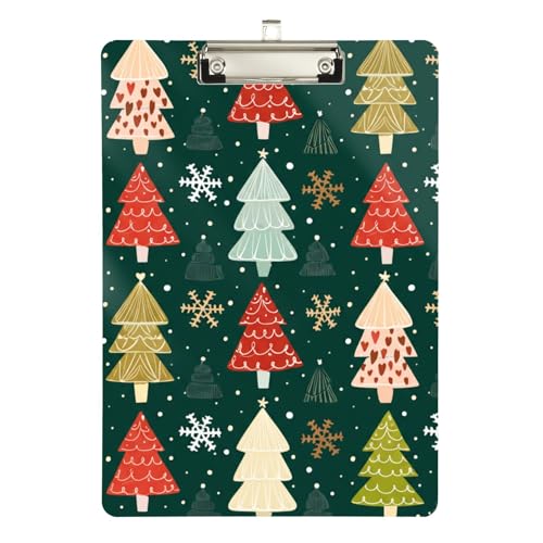 カラフルなクリスマスツリー グリーン 両面プリントクリップボード 教室用 弁護士コーチ用 12.5インチ x 9インチ