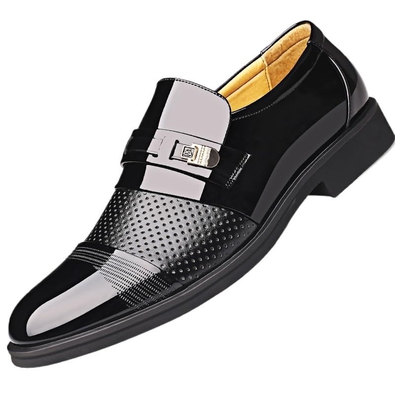 Men's Platform Slip-On Fashion Round Toe Casual Dress Shoes Comfortable Non-Slip Low Top Business Work Shoes