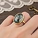 Trivani Treasures Natural Moss Agate Ring for Women | 14K Gold Plated Oval Gemstone Solitaire Ring | Minimalist Green Forest Agate Jewelry | Boho Promise Ring | Wedding Birthday Gift for Her