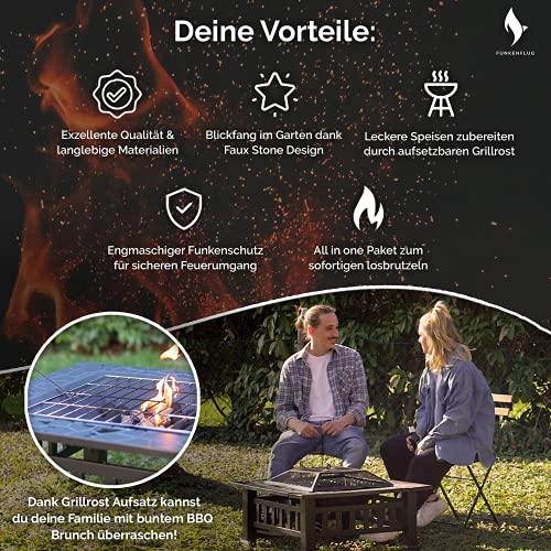 FUNKENFLUG® Vuurschaal met vonkbescherming en grillrooster, voor weldadige warmte en heerlijke gezellige avonden op de… - Image 3