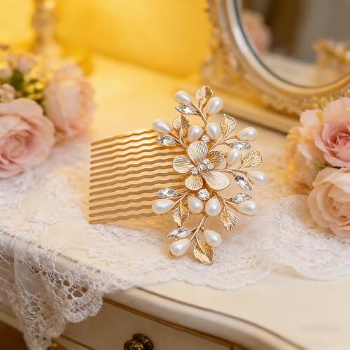 Juego de 2 Peines Mariposa con Perlas para Mujer miniatura 6