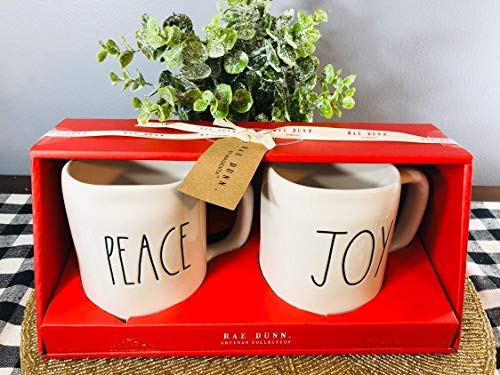 Rae Dunn Set of 2 Mugs PEACE & JOY Artisan Collection