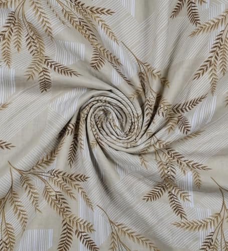 Image of Mafatlal 186 TC Metro Cotton Single Bedsheet | 90 x 60 Inch|Soft, Breathable & Lightweight | with Matching Pillow Cover| Cream Gold