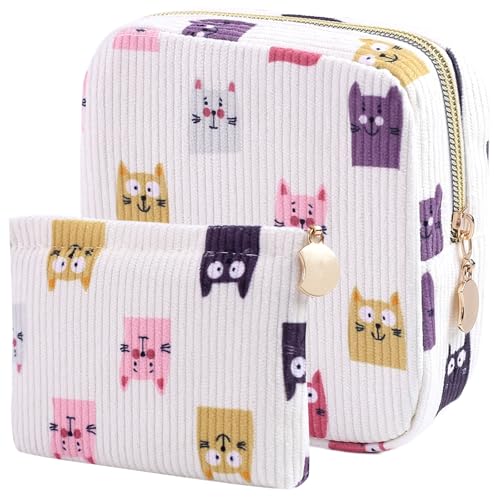 Image of 2-Pack Period Bag for Women Girls, Portable Corduroy Sanitary Napkin Storage Bag Period Pouch Small Discreet Menstrual Pouch, Sanitary Pads Period Kits Tampons Holder for First Period