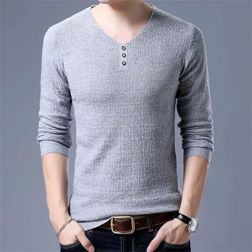 V Neck Street Wear Tops Mens Trending Mercerized Cotton Long Sleeve Fashion Casual Comfortable2