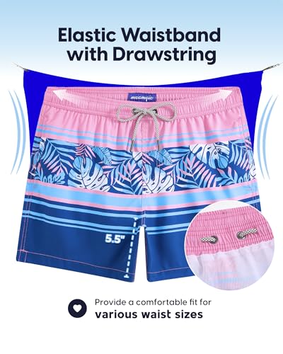 Image of maamgic Mens Swim Trunks 5 Inch with Mesh Lining, Quick Dry Mens Bathing Suit, Swim Shorts for Swimming and Beach