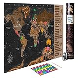 decomonkey Rubbel Weltkarte zum Rubbeln Rubbelkarte Design Geschenk Antik Poster Karte Rubbelweltkarte Landkarte 100x50 cm Viele Extras Laminiert (beschreibbar)