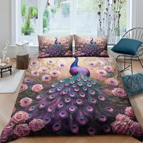 Housse de couette paon 3D microfibre de qualité supérieure - 4