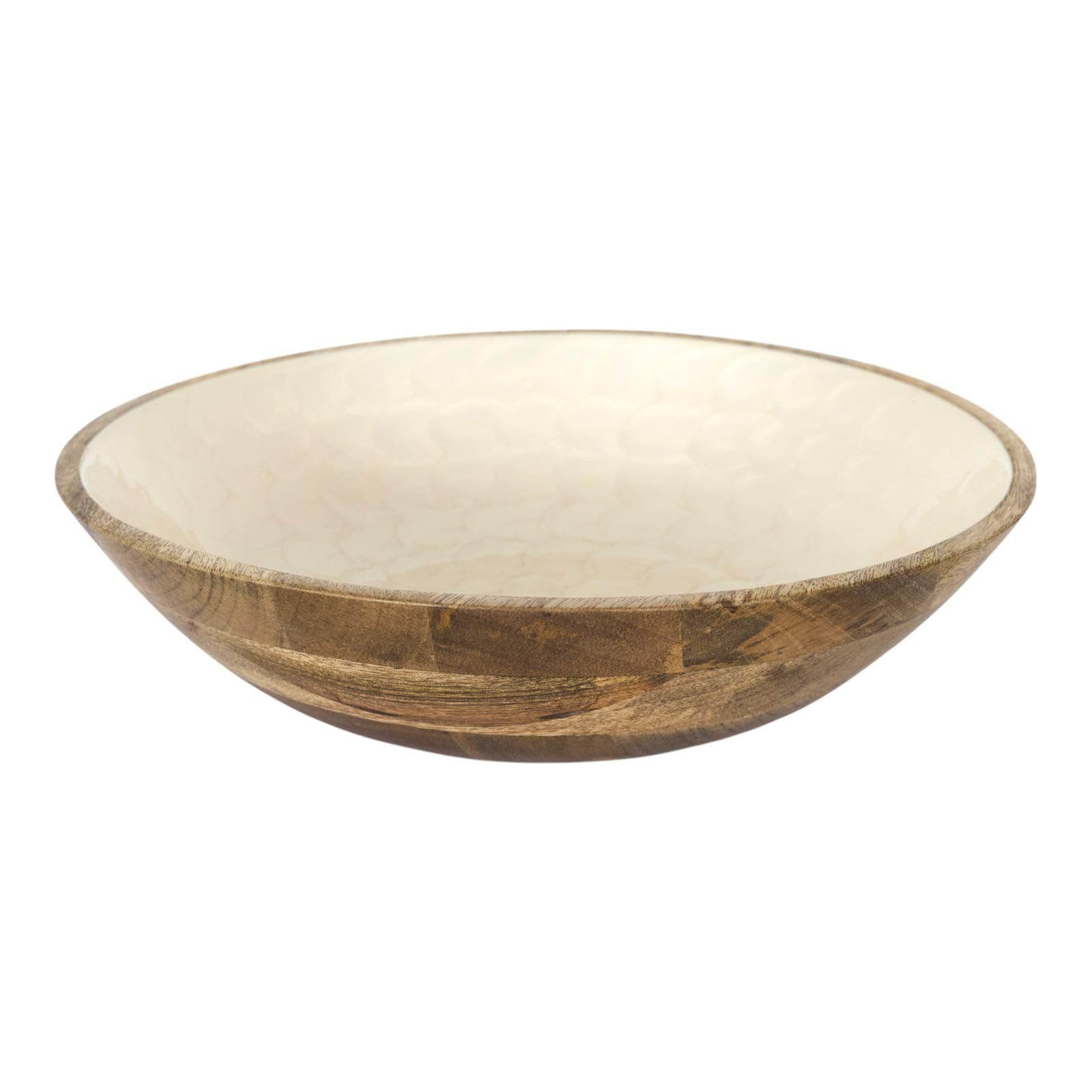 HOME DECO FACTORY, KA0652 Natural Mango Salad Bowl, Elegant Design and Versatile, Ideal for Salads and Various Dishes, Diameter 33 cm, Colour: Brown Beige