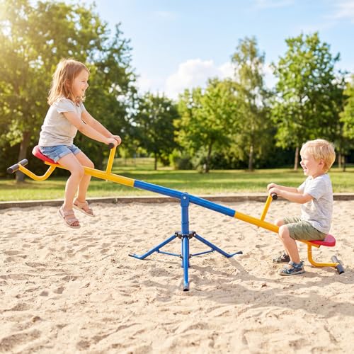 Costzon Teeter Totter Seesaw for Kids Outdoor, Preschool Swivel Seesaw Playground Equipment, 360 Degree Rotation, Indoor Outdoor Play Equipment for Toddlers, Suitable for Home, Backyard Gift Christmas - image 7
