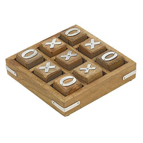 Image of STAR CRAFT Wooden Tic Tac Board Game Handmade Noughts and Crosses TIK Tak Toe Pedagogical Board Wooden Zero Kata Game (Natural)