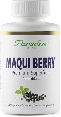 Paradise Herbs Suplemento de bayas Maqui, concentrado activo de espectro completo, vegano, sin OMG, sin gluten, 60 cápsulas vegetarianas