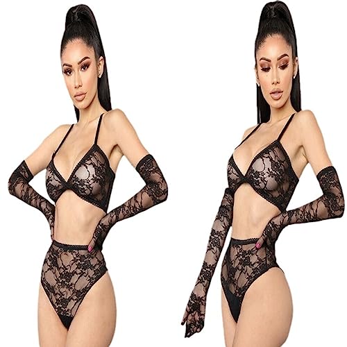 Sexy dentelle sex jumpsuit sheer mesh érotique pour femme en taille L