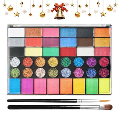 xowwyue Kit de Maquillaje Facial para Niños - Kit De Maquillaje Artístico - Maletín Portátil Para Fiestas Carnaval Eventos Escolares Cumpleaños Halloween Navidad
