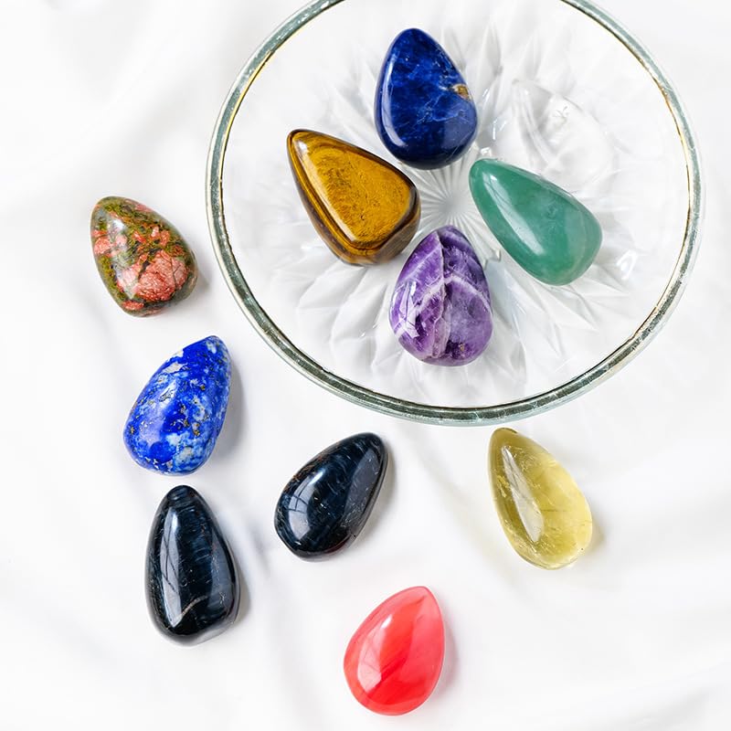 Namzi 2 Pieces of Pink Natural Crystal Water Droplet Shaped 3-5cm Handle Piece, Original Stone, Mineral Standard Water Droplet Shaped Toy, Home Office Decoration Ornament