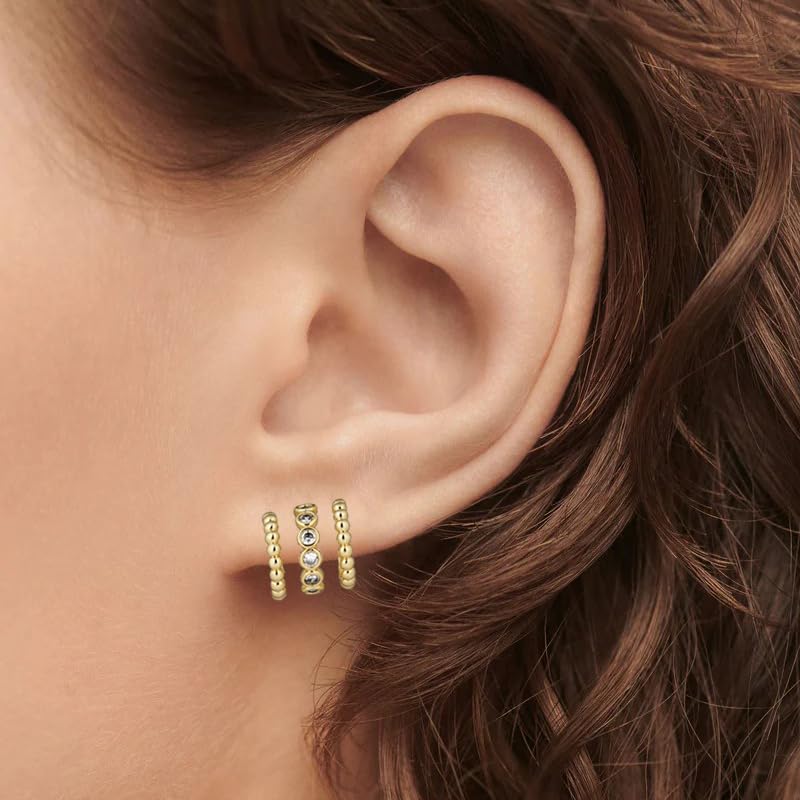 Image of Obidos 14K Gold Plated Illusion Stud Earrings for Women | Triple Huggie Hoop Earrings for One Hole| Trendy Simple Hypoallergenic Fashion Accessories Gold Jewelry Gifts for Womens