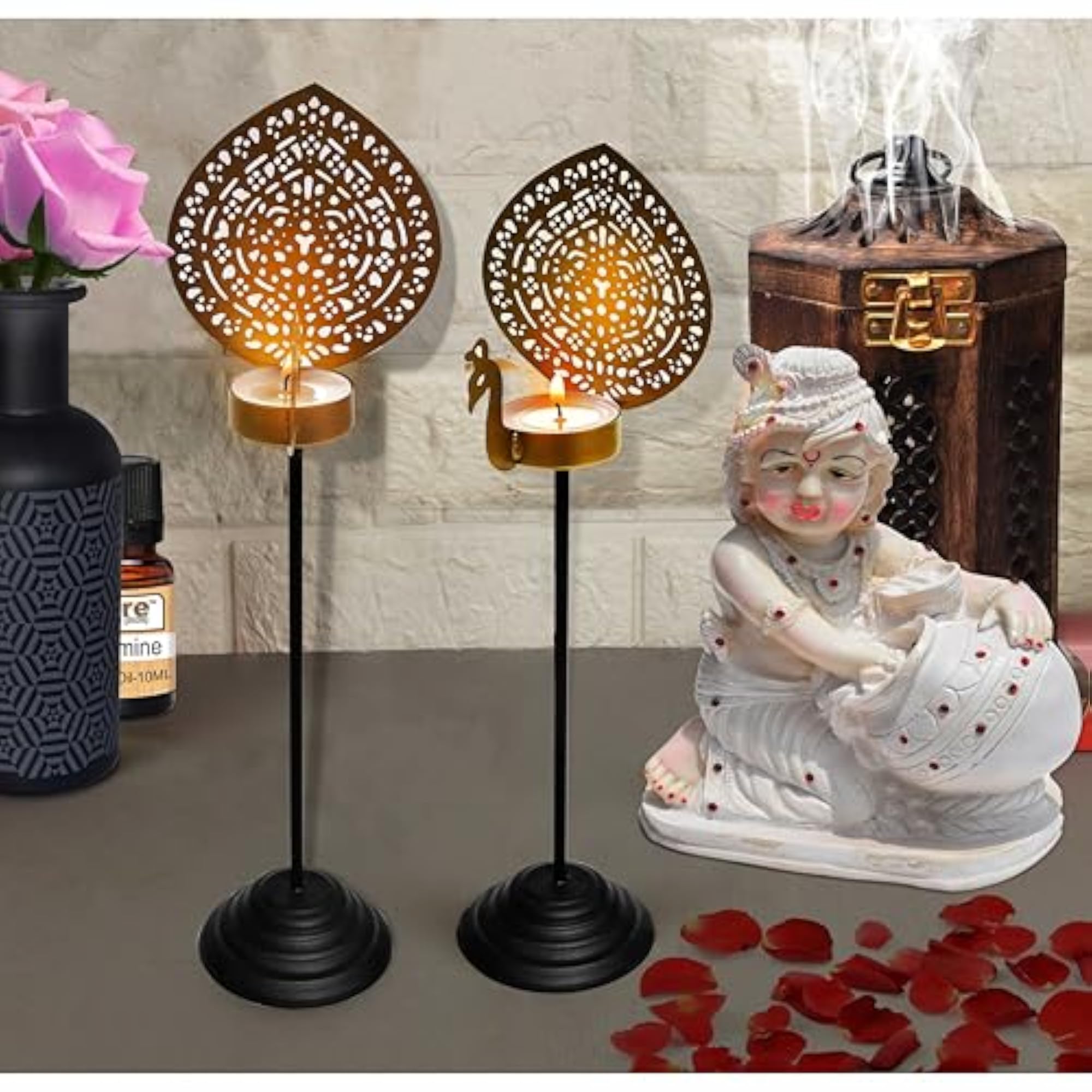 Metal Decorative Peacock Shape Tealight Candle Holder Stand