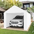 Kecreque Carport 10x20 Heavy Duty Portable Garage w/Removable Sidewalls & Roll-Up Door Car Canopy Party Tents Waterproof UV Resistant All Weather Car Port for Trucks,Boats (White)