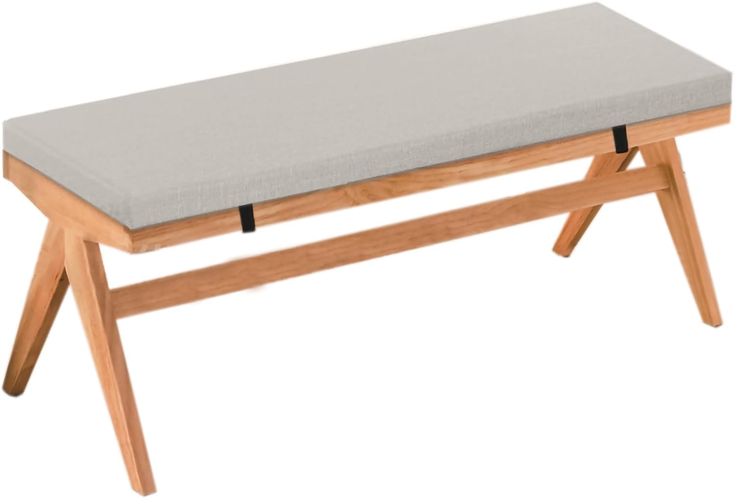 Generico Cuscino per Panca Antiscivolo Beige 39x18 con Cinghia Fissa, 2 Cuscinetti in Schiuma ad Alta densità per mobili da Interno/Esterno, Ideale per Finestra, Pianoforte, Sedia da Pranzo