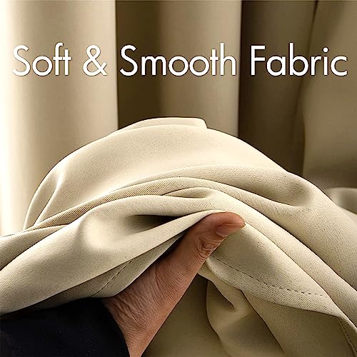 MIULEE 63" Long Room Darkening Curtains Thermal Insulated Drapes Solid Window Treatment Set Grommet Top Light Blocking Blackout Curtain for Living Room/Bedroom 2 Panels Cream Beige