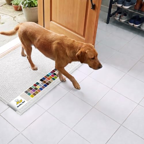 Muddy Mat® | Super Water Absorbent Door Mat Indoor, Microfiber Quick Dry Chenille Entryway Rug, Slip Resistant Front Door Mat, Indoor Mats for Entryway, Machine Washable Pet Rug, White 24" x 44"