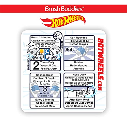Image of Brush Buddies Hot Wheels Manual Toothbrushes for Kids - 3 Pack | Soft Bristled Children's Toothbrushes with Fun Multi-Colored Designs, Anti-Slip Grip Handles, Perfect for Toddlers, Home Use, or Travel