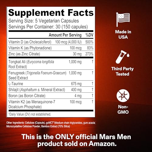 Image of Testosterone Booster for Men - Natural Supplement Premium Tongkat Ali, Fenugreek, Shilajit & Boron - Male Support - Libido, Energy & Muscle Growth Support - 30 Servings