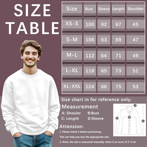 2pcs sublimation crew neck sweatshirt white polyester blank crewneck sweatshirts hoodies men2