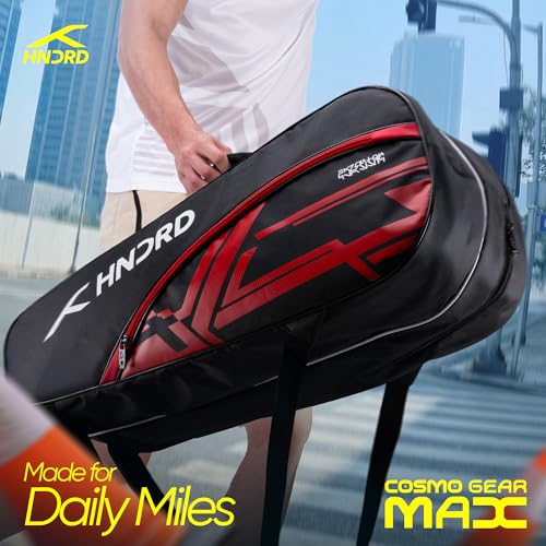 Image of Hundred CosmoGear Max Kit Bag with Dual Climate-Control Compartments | Dedicated Shoe Pocket | Ergonomic Back Straps|for Professional Play |Ideal for Men & Women (Black /Red)