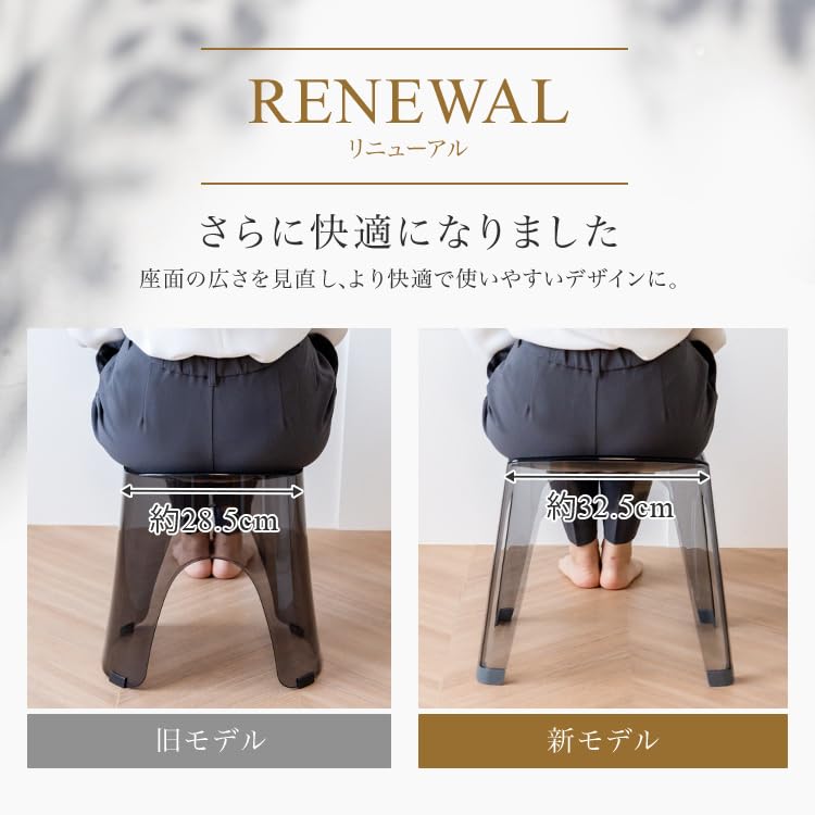 Asbel Relish S35 - Silla de baño (13.8 in / 35 cm), 4 patas, transparente, escarcha natural