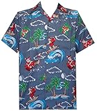 Hawaiian Shirt 41 Mens Christmas Santa Claus Party Aloha Holiday Gray L