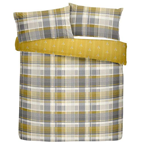 Dreams & Drapes Connolly Check-100% geborsteld, katoen, okergeel, dekbedovertrekset: kingsize - Afbeelding 5