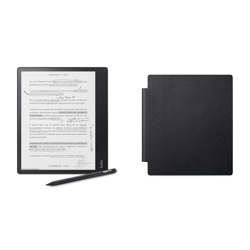 Kobo Elipsa 2E | eReader | Touchscreen antiriflesso da 10,3" con ComfortLight PRO & Sleepcover Nera ELIPSA 2E