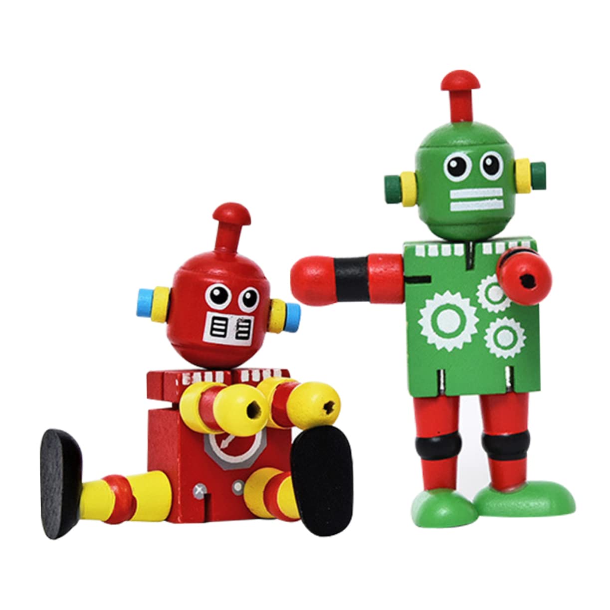 VICASKY Wooden Robot Model Toys Boys and Girls Building Sets Cartoon Adjustable Joint Robots Random Style