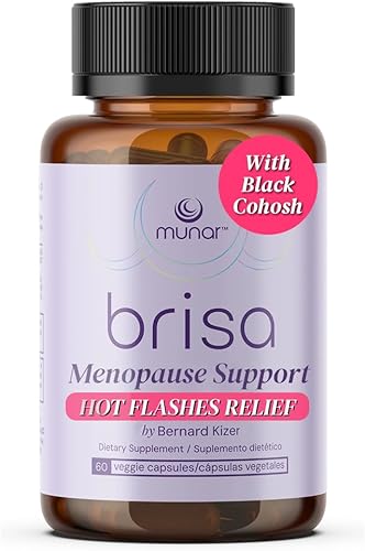 Munar Brisa Menopause Support  Balance hormonal para mujeres con cardo mariano, Vitex, cohosh negro y ruibarbo. Reduce los sofocos, aumenta la