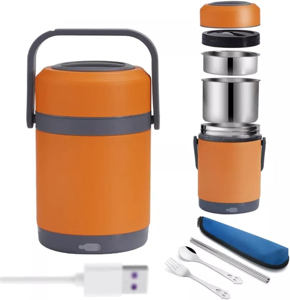 Stainless Steel Electric Lunch Box Car Office Picnic Portable Rice Heater Food Thermal Warmer Containe