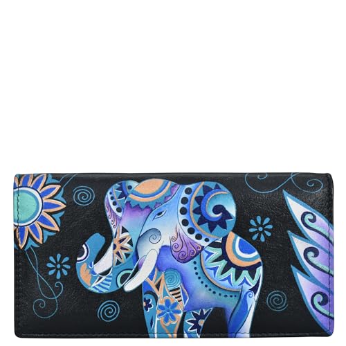 Anna by Anuschka Women's Hand-Painted Leather RFID Two Fold Clutch Wallet