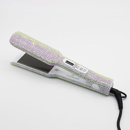 Miniatura 9 de Alisador de cabello con diamantes (480 ), plancha plana profesional de titanio, plancha plana de 1.75 pulgadas de ancho para cabello grueso, regalo