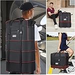 Expandable Large Capacity Travel Bag Oxford Cloth Duffel Bag with Wheels Lightweight Waterproof Travel Foldable Suitcase(Black) - Image 2