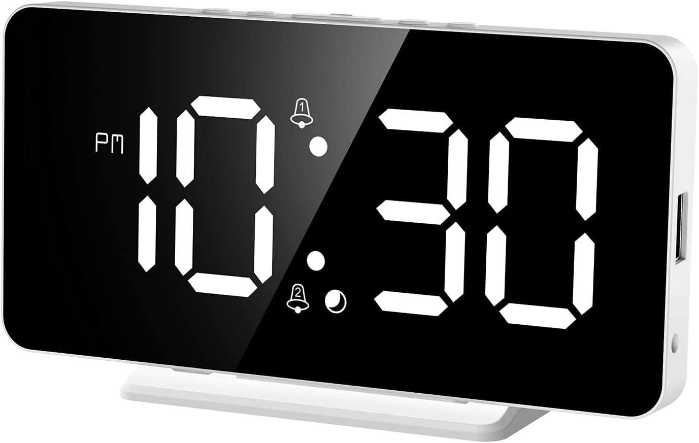 KeeKit Digital Alarm Clock, LED Alarm Clock with 6.5’’ Large Display, Digital Desktop Clock with Temperature Time Display, Snooze Function,3 Adjustable Brightness for Home, Bedroom, Office