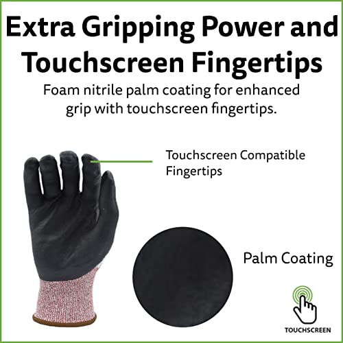 Cordova 3734 Machinist HPPE Cut-Resistant Gloves with Glass Fiber, Foam Nitrile Palm Coating, ANSI A4 Cut Resistance, Touchscreen Compatible, Medium, 1-Pack