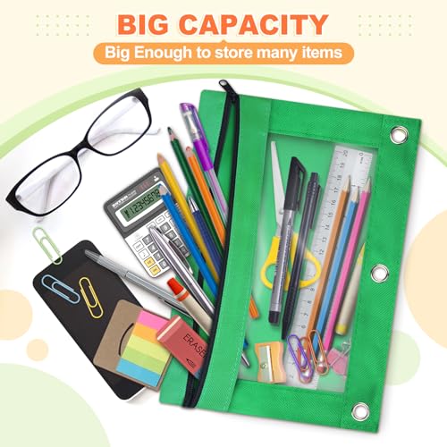 Image of Shemira Pencil Pouch for 3 Ring Binder, Binder Pencil Pouch with Smooth Zipper, Clear Window Pencil Case for Binder, Zipper Pencil Pouches, Big Capacity 3 Ring Binder Pencil Bag, Purple