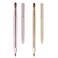 Vista 1 de Unaone Paquete de 2 cepillos de labios para lápiz labial, cepillos de labios retráctiles, cepillo de maquillaje de doble punta para brillo de labios