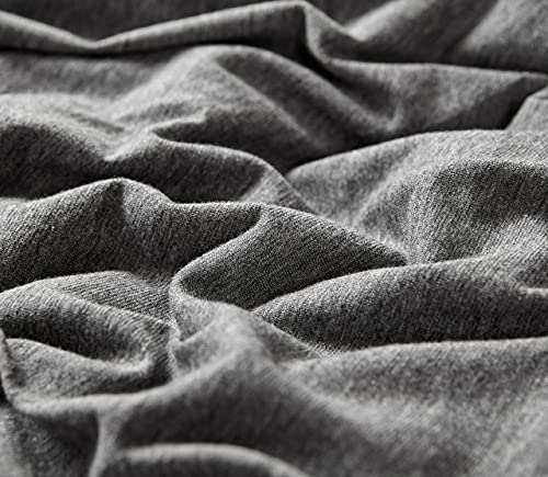 Dreamsunset Jersey Knit Duvet Cover Set, Full Queen Size,100% Super Soft T-Shirt Cotton, Comfy Heather Design, Zipper Closure, Dark Grey, (1 Comforter Cover + 2 Pillow Case) #TOP7
