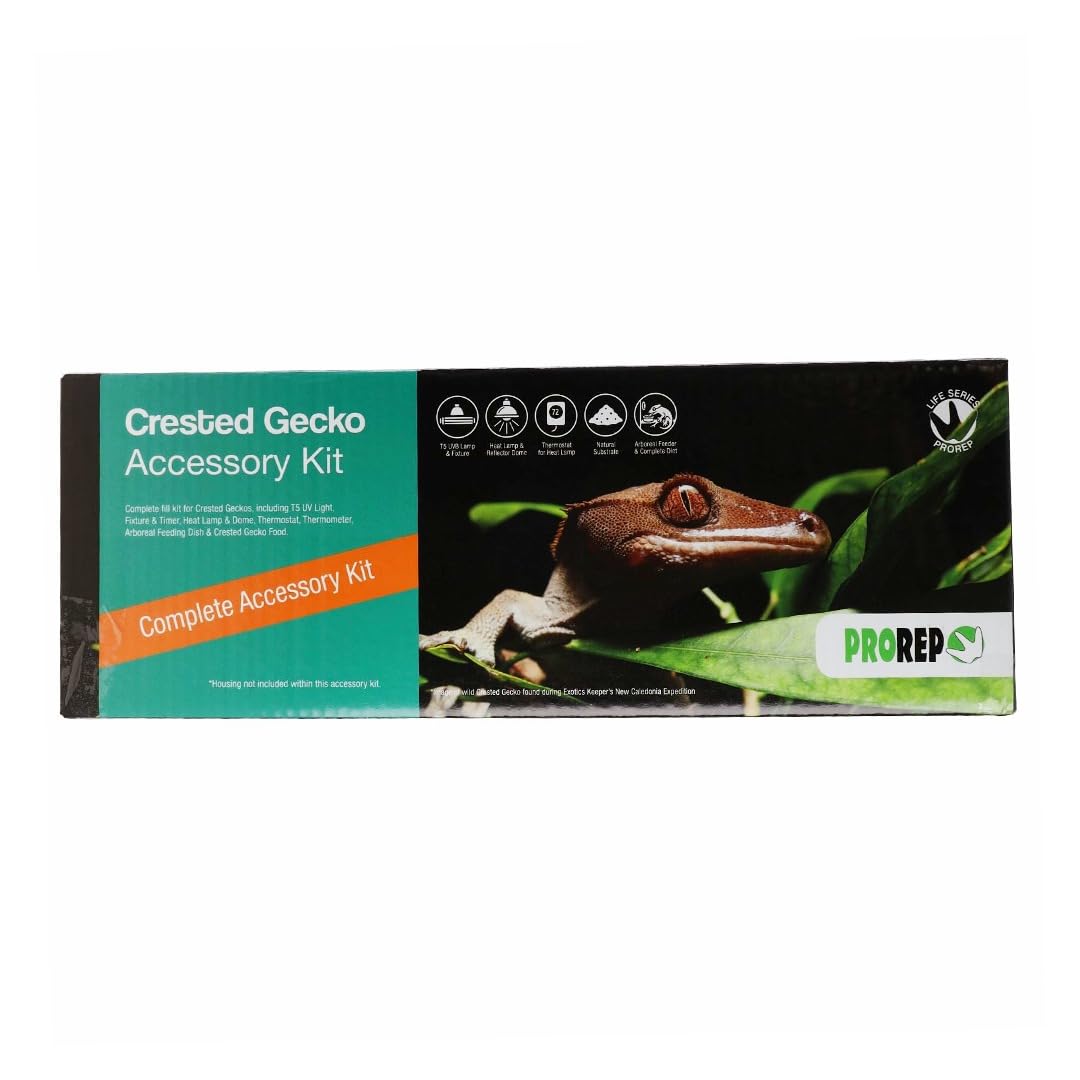 ProRep Crested Gecko Starter Kit | Complete Reptile Enclosure Setup | Heating & Lighting | Substrate & Crested Gecko Diet | Species-Specific Beginner Bundle