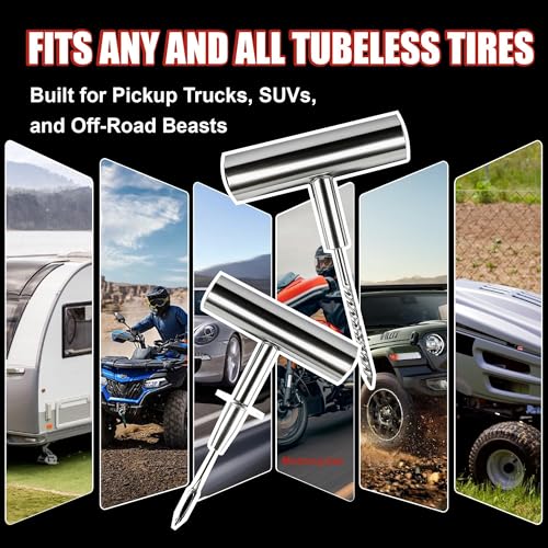 Image of AWELCRAFT 68-Piece All-in-One Heavy Duty Tire Plug Kit - Professional Tire Repair Set, T-Handle Tools, Valve Kit, 40 Plugs, Pliers, Knife - Universal for Car