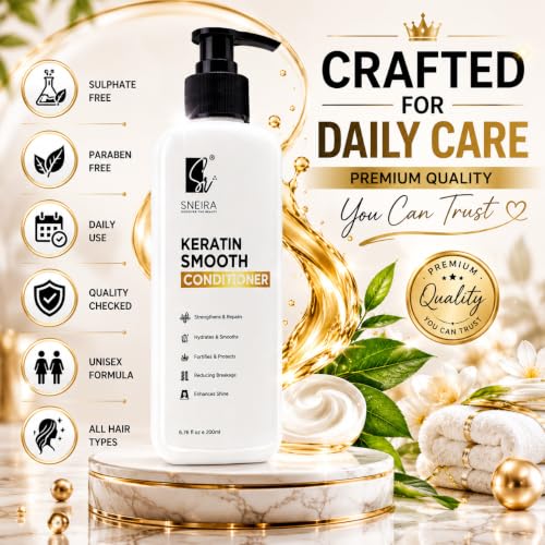Image of Keratin Smooth Conditioner 400 ml, Repair for Reducing Hair Loss & Breakage, Upto 95% stronger hairs,Sulphate & Paraben free,Treatment For Dry & Frizzy Hair,Unisex Suitable for all hair types