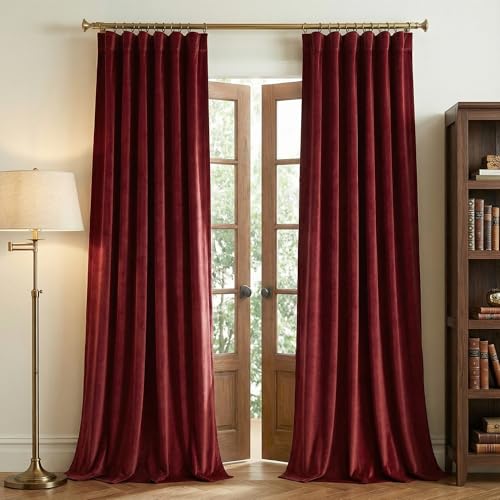 StangH Red Velvet Curtains Back Tab for Christmas Decor W52xL84 2 Panels
