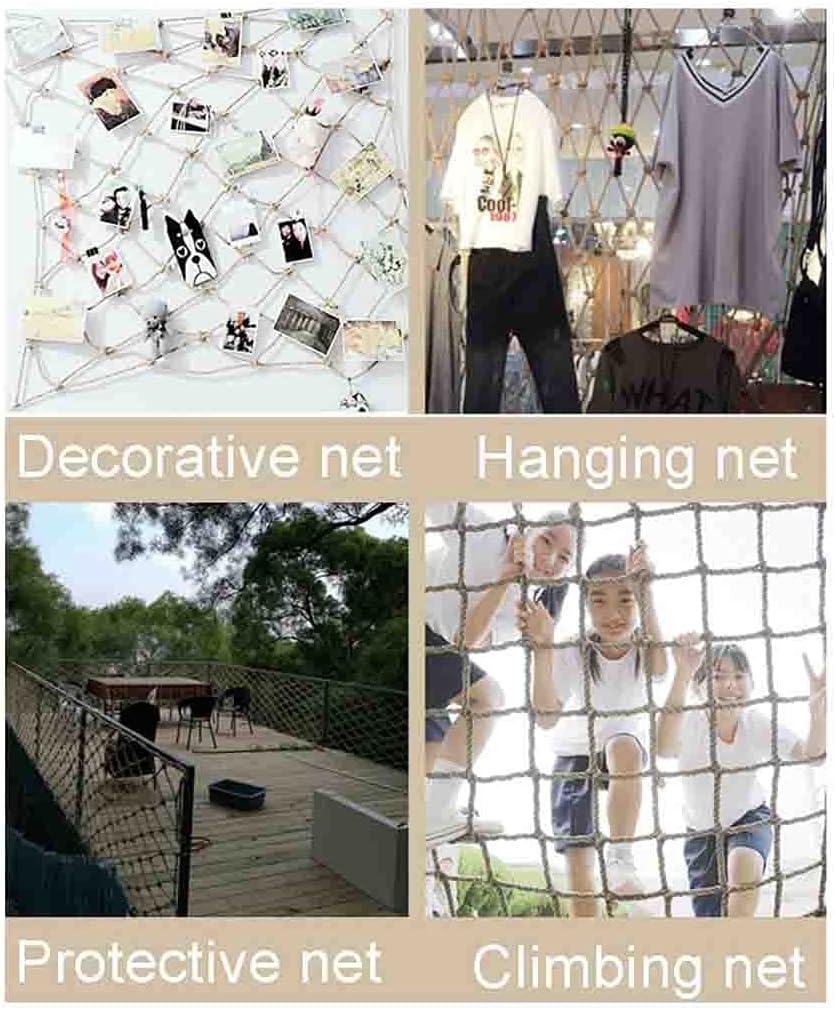 Kids Climbing Frame - 2x3m Hemp Rope Cargo Net for Outdoor Play, Safe Rock Wall Ladder & Hammock Style Adventure Gear for Children, Durable Playground Equipment